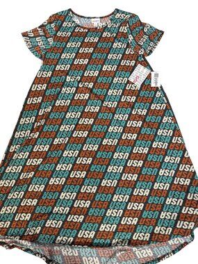 LuLaRoe Carly Dress Small Patriotic USA Stripes Americana Holiday New Red White